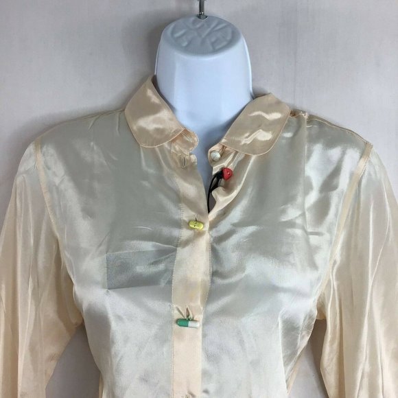 Diesel Women's Ivory Classic Long Sleeve Club Collar Button Up Casual Shirt XXS - Picture 2 of 10